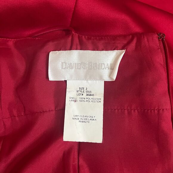 David's Bridal Dress Size 2 Cherry Red Bow Holiday Christmas Party Prom Formal - Picture 8 of 12